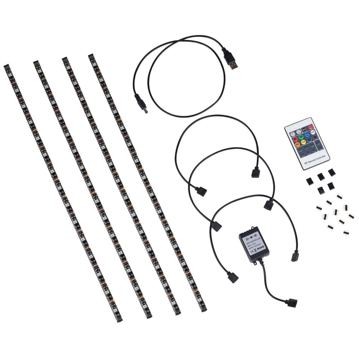 Image of Home Theater Four 0.5m RGB LED TV Backlight Strip Kit with RF Remote 5V USB Powered