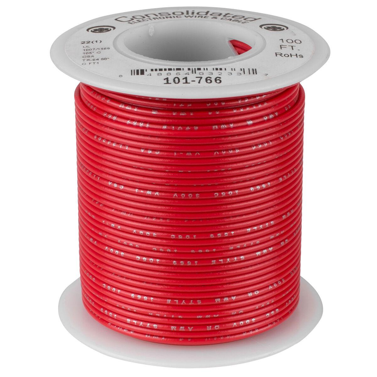 Consolidated 22 AWG Black Solid Hook-Up Wire 100 ft