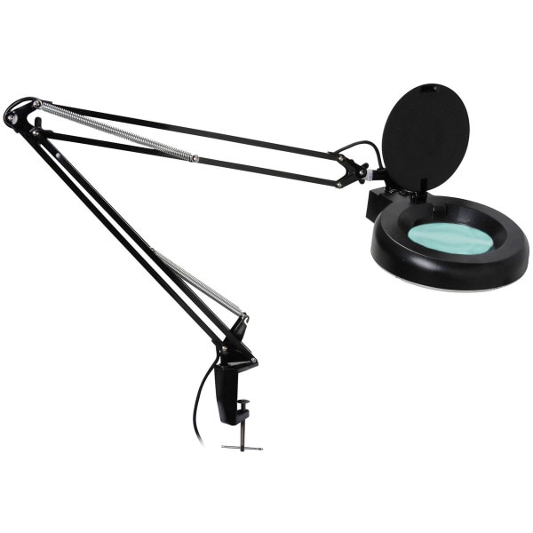 3-Diopter Fluorescent Magnifier Lamp w/ AC receptacle, Black