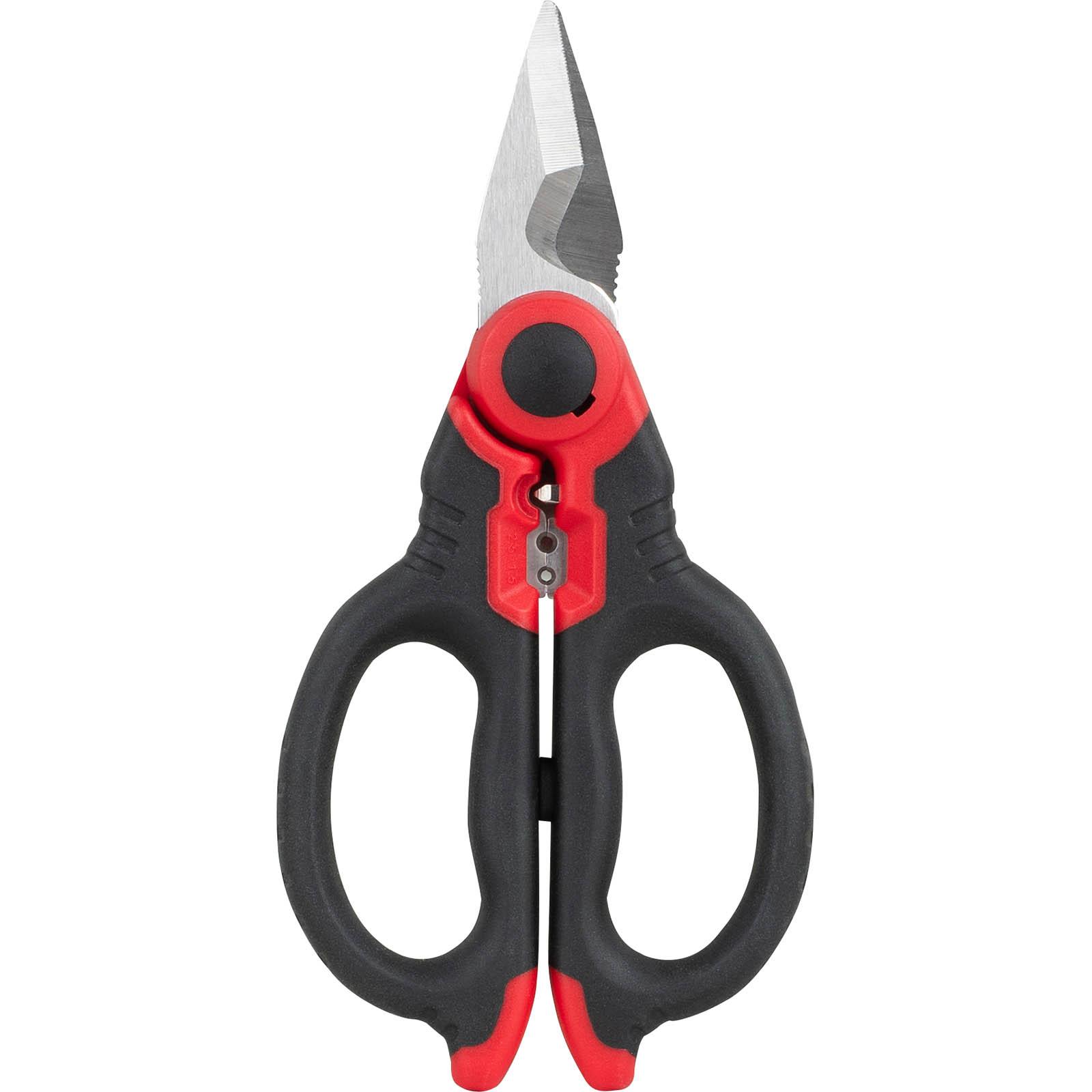 Parts Express Heavy Duty Electricians Scissors with Built-In Crimper and Belt Clip 360-214