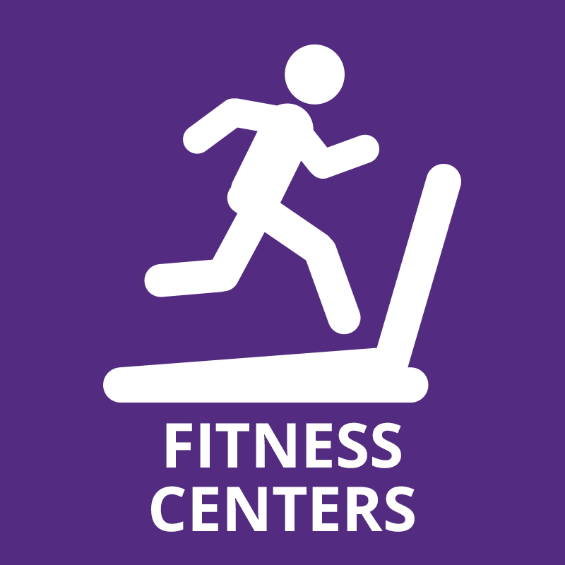 Icon of a person running on a treadmill labelled Fitness Centers