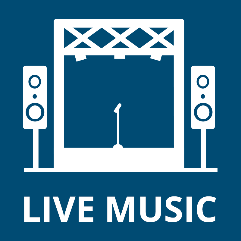 Icon of a stage labelled Live Music