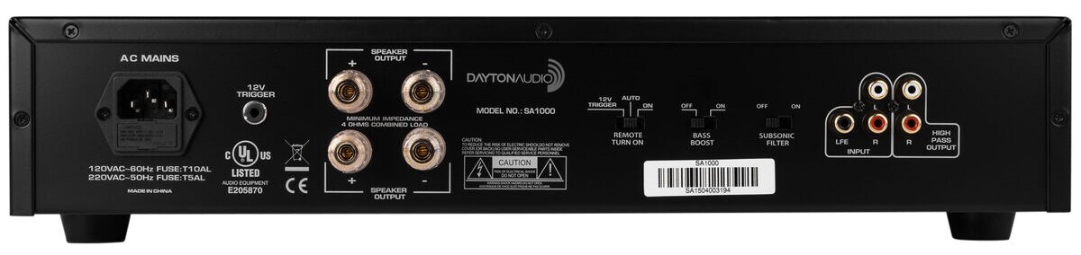 Dayton audio sa1000 subwoofer amplifier store rack mountable