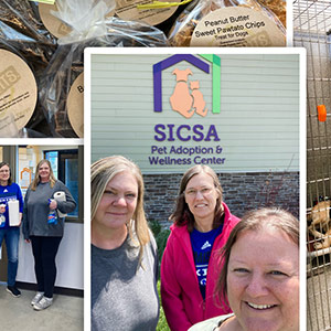 Helping out at SICSA, a local pet adoption and wellness center.