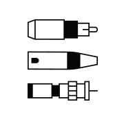 Icon of audio or video cable connectors.