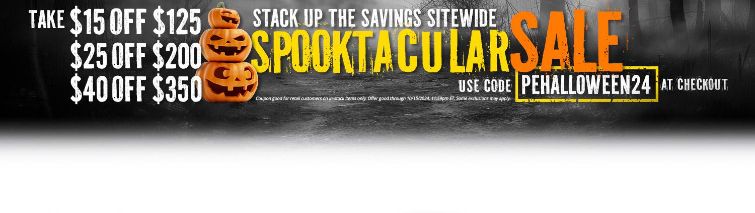 Stack up saving sitewide in our Spooktacular Sale. Take $15 off $125, $25 off $200, or $40 off $350. Use code PEHALLOWEEN24 at checkout. Coupon good for retail customers on in-stock items only. Offer good through 10/15/2024, 11:59pm ET. Some exclusions may apply.