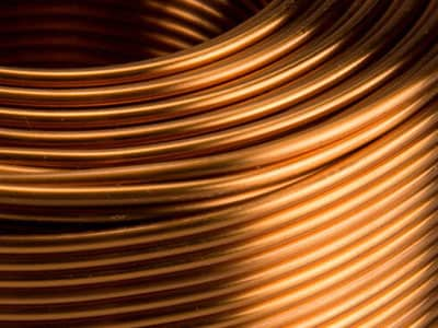 Close-up of a copper coil.