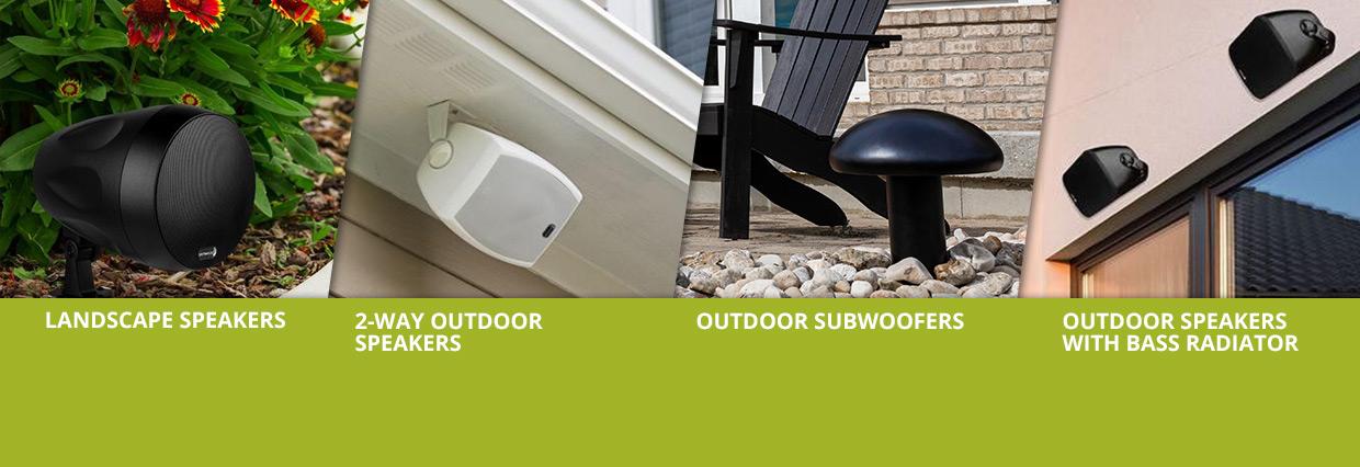 Landscape Speakers, 2-Way Outdoor Speakers, Outdoor Subwoofers, and Outdoors Speakers with Bass Radiator