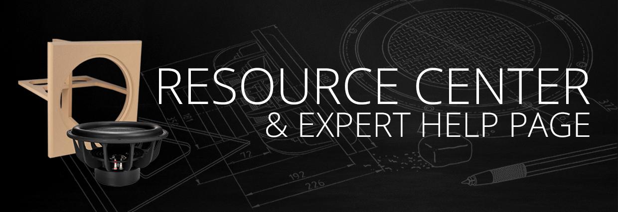 Resource Center & Expert Help Page - Header image of technical drawings and a speaker kit